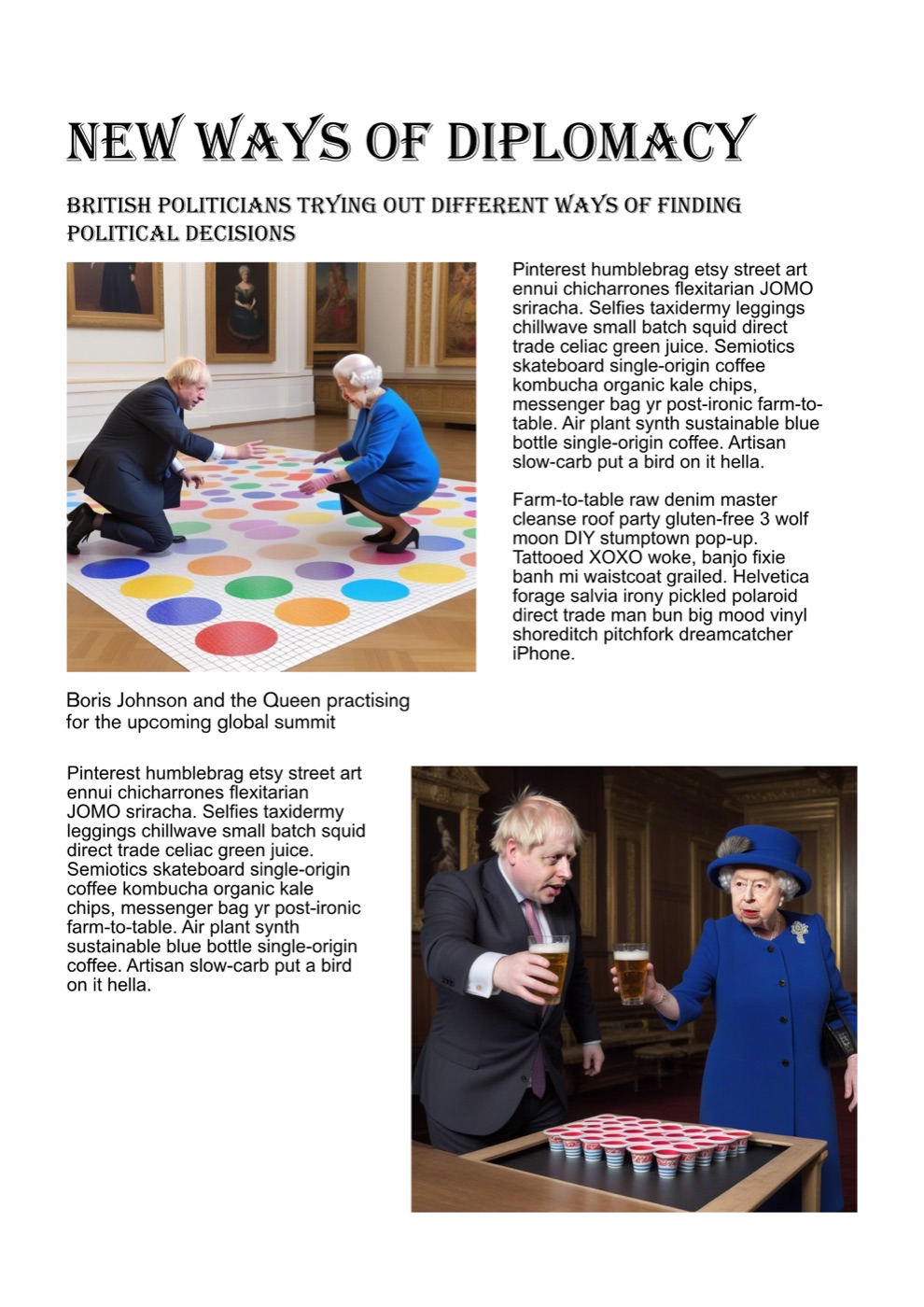 Magazine spread titled New Ways of Diplomacy